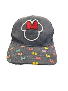 Disney Minnie Mouse Denim Cap Colorful Bow Print Adjustable Snapback